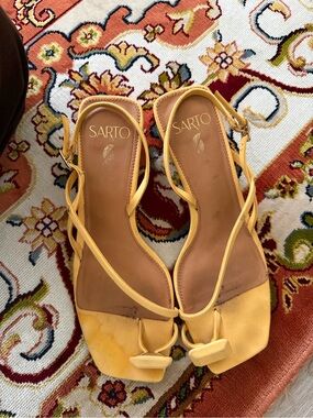 Sarto Yellow Strappy Slingback Sandals